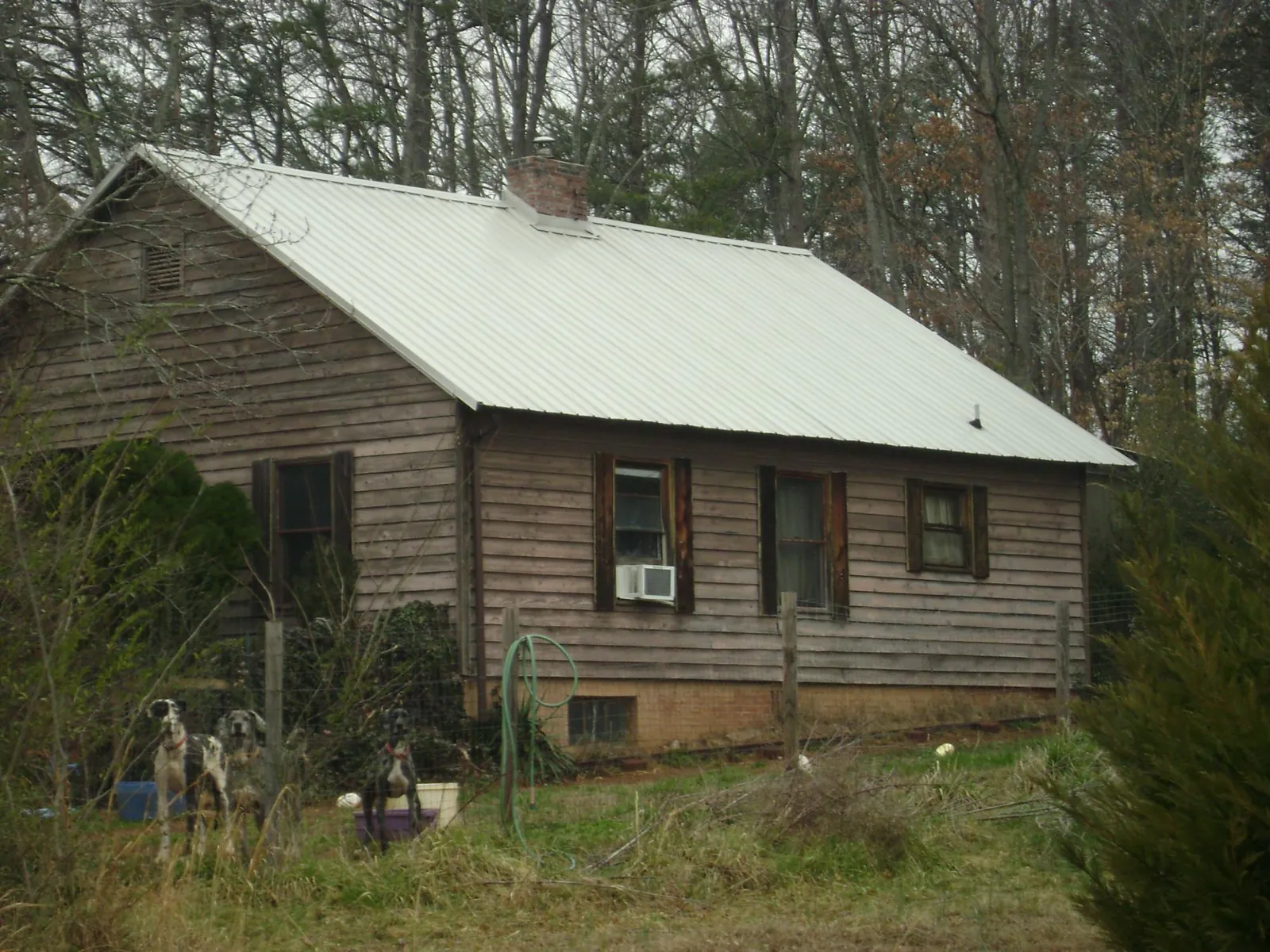 White metal roof on an old wood sided farmhouse, from a Metal Roof Installation job in Molt